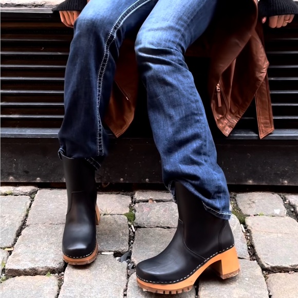 Swedish Hasbeens NWT Pull On Knee Olive Clog Boot Best seller 🌈 - Picture 11 of 12